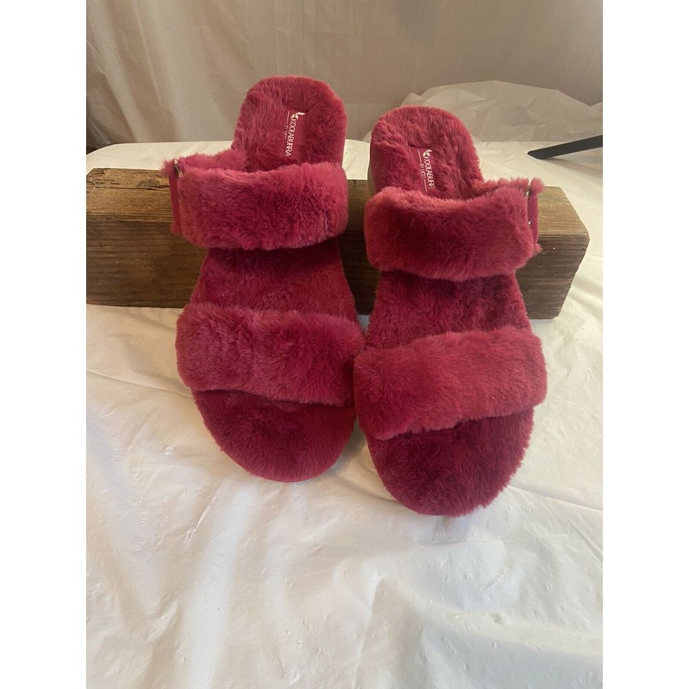 Women's Koolaburra By UGG Soft Fluffy Maroon Furr Ah Sandals-Size 12-Rare Find